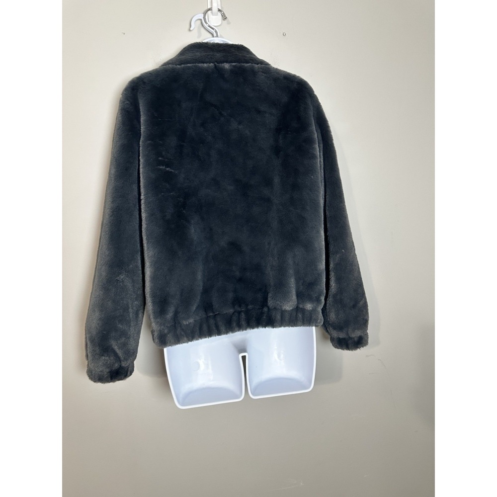 The Cashmere Project Charcoal Grey Faux Fur Zip Bomber Jacket - Size XS - Picture 4 of 6